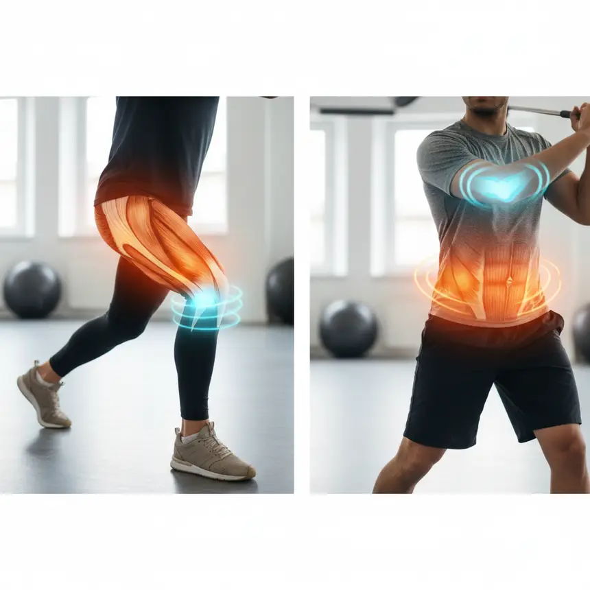 Knee protection, ankle protection, core strength, exercise form