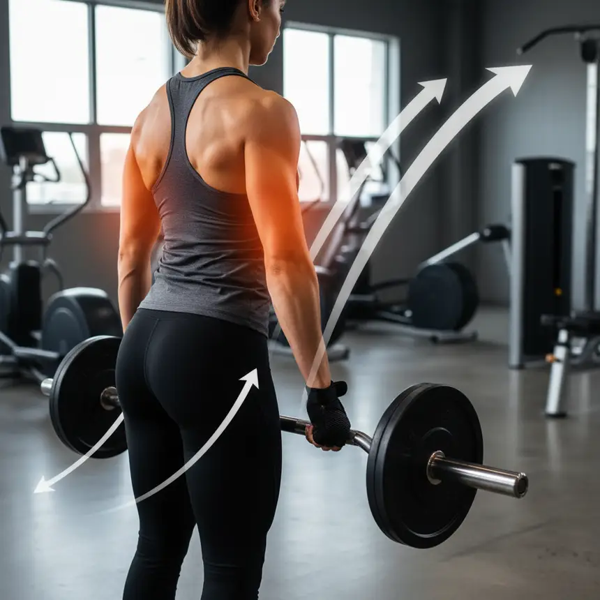 T-bar row, back muscle activation
