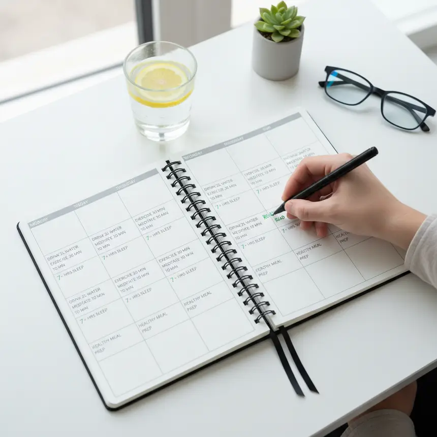 Healthy habits, diet journal, consistent effort