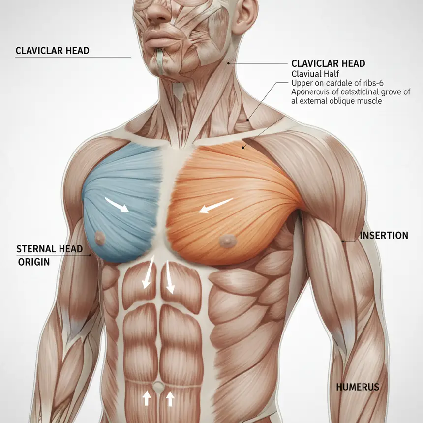 Pectoralis major anatomy, chest muscle location