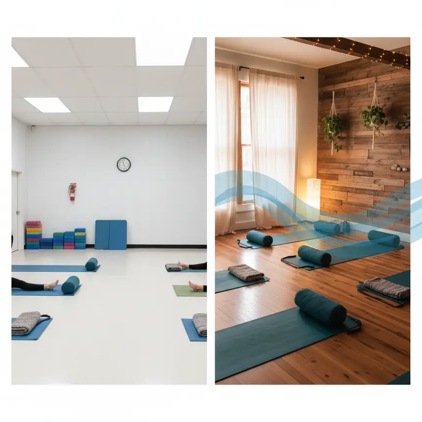 Yoga practice environment, public yoga center