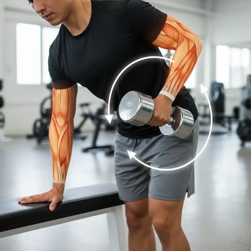 Dumbbell row exercise