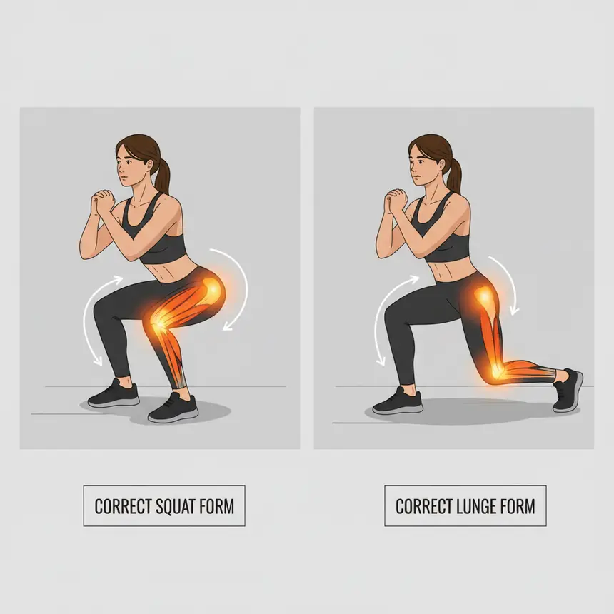 Correct squat and lunge posture