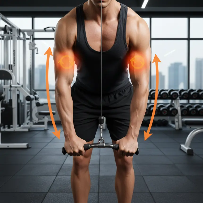 cable pushdown, triceps activation