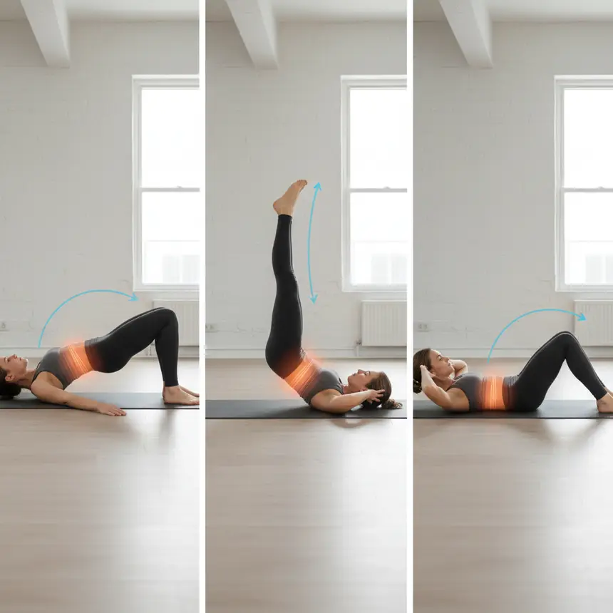 Core exercise movements, pelvic exercise routine