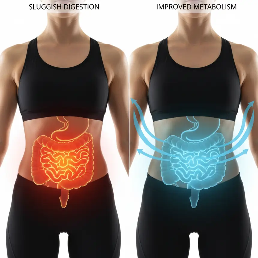 Slow metabolism, improved digestion, energy flow