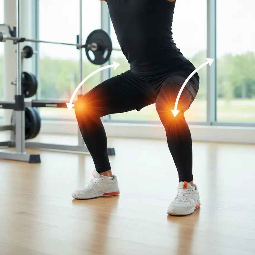 Squat exercise, leg muscles, knee strengthening