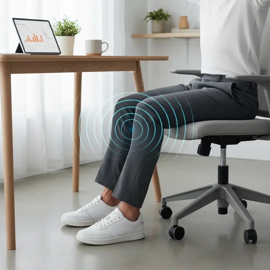 Proper sitting posture, desk ergonomics, knee protection