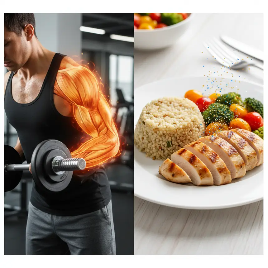 Upper body workout and healthy diet