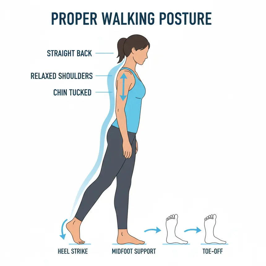 Proper walking posture diagram