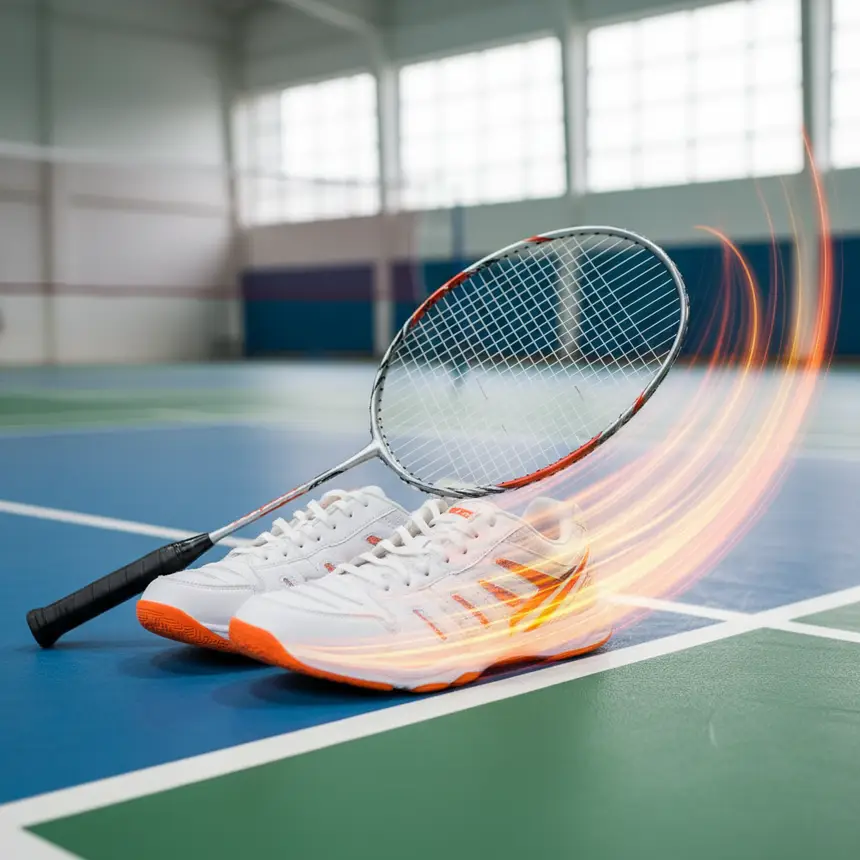badminton shoes, racket energy