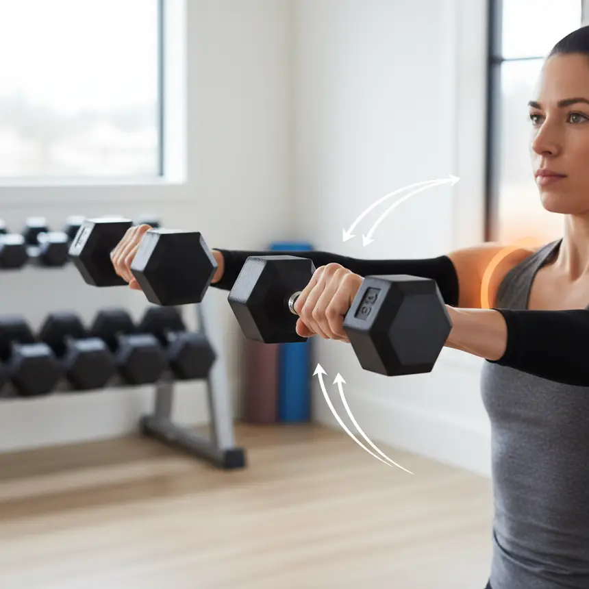 Dumbbell lateral raise, shoulder muscle activation