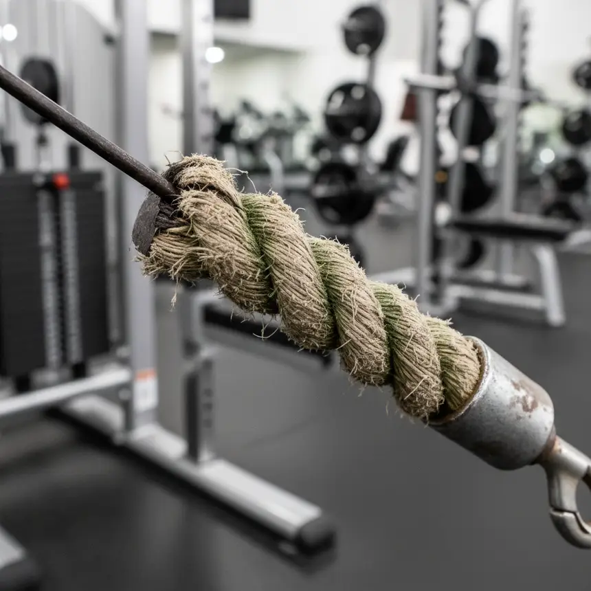 Worn gym cable rope