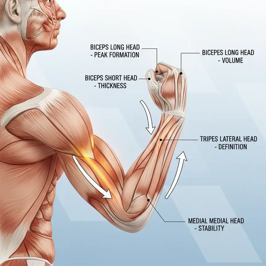 Detailed arm muscle anatomy exercises
