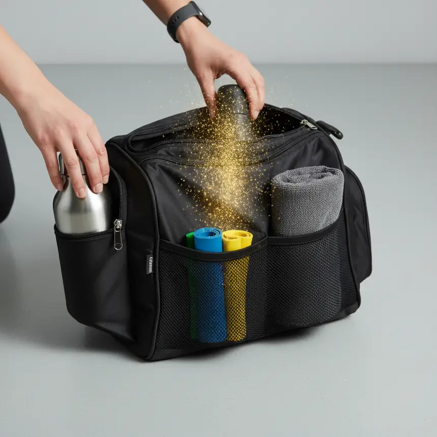 Organizing gym bag contents